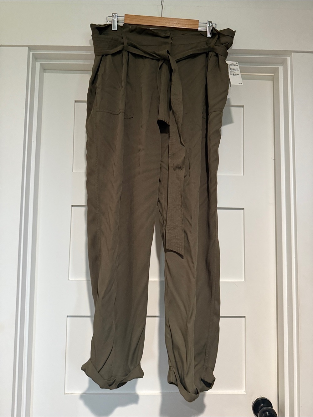 Treasure & Bond Olive Green Paperbag Waist Chinos
